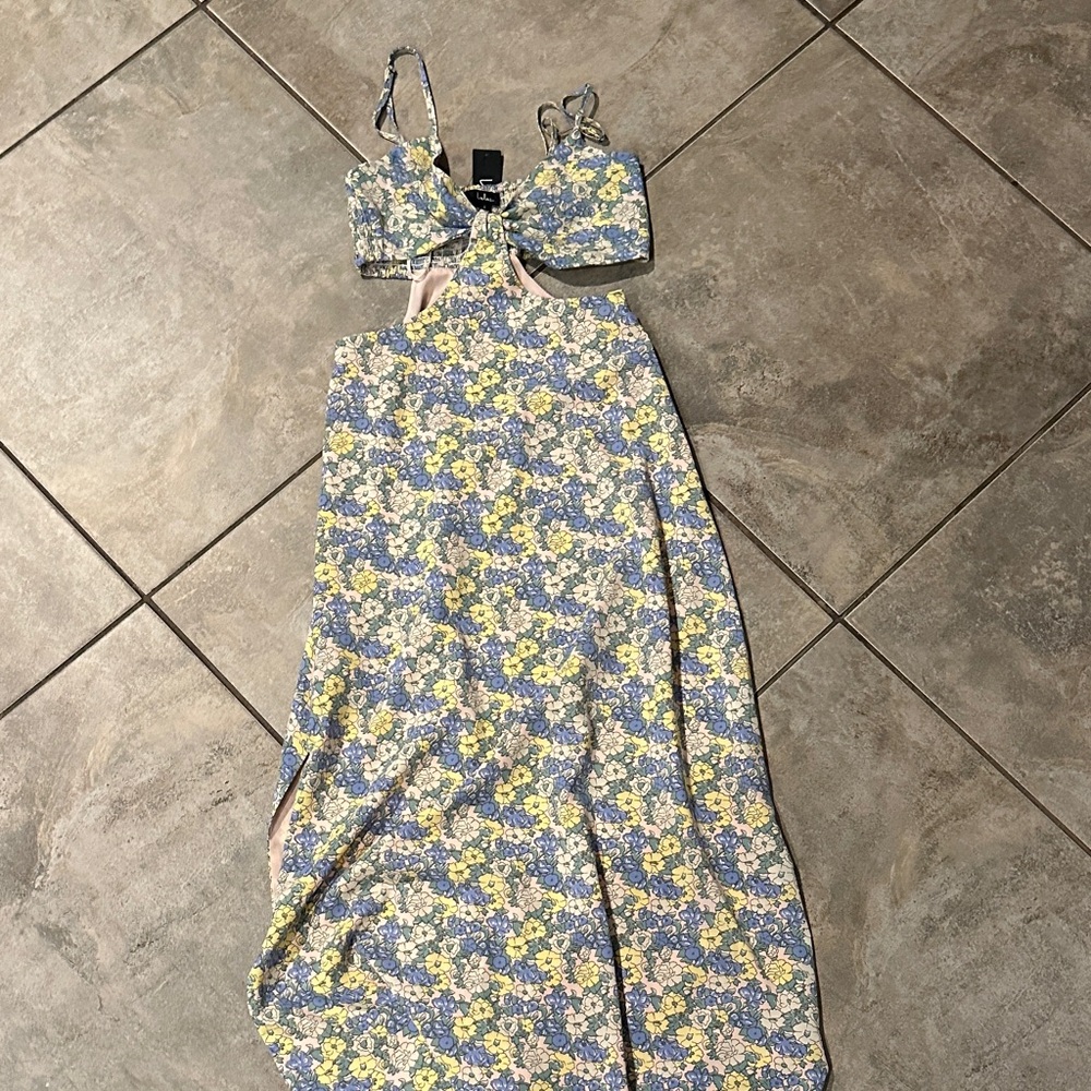 Lulu's Floral Crop Top with Tie Straps